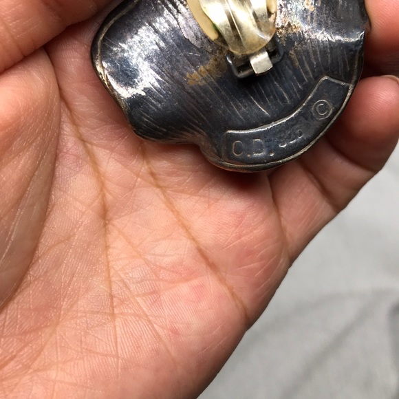 Vintage sterling silver rose earrings - Picture 4 of 4